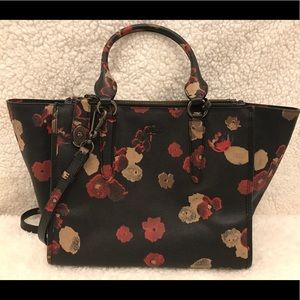 Coach Crosby black, tan and red floral bag